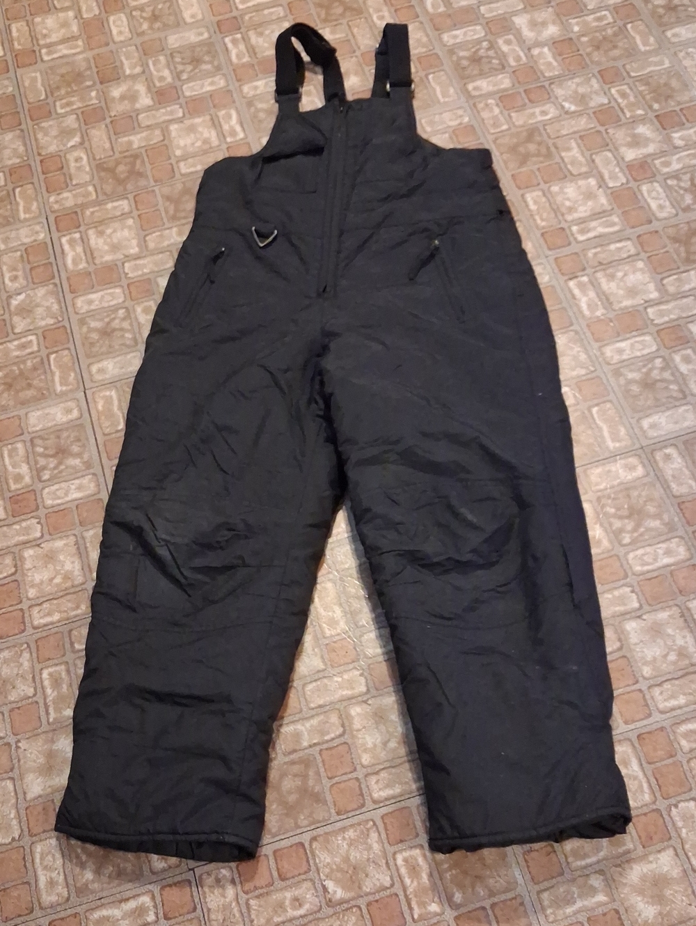 Kids Black Puffer Snow Bibs with Adjustable Straps 10-12 Size